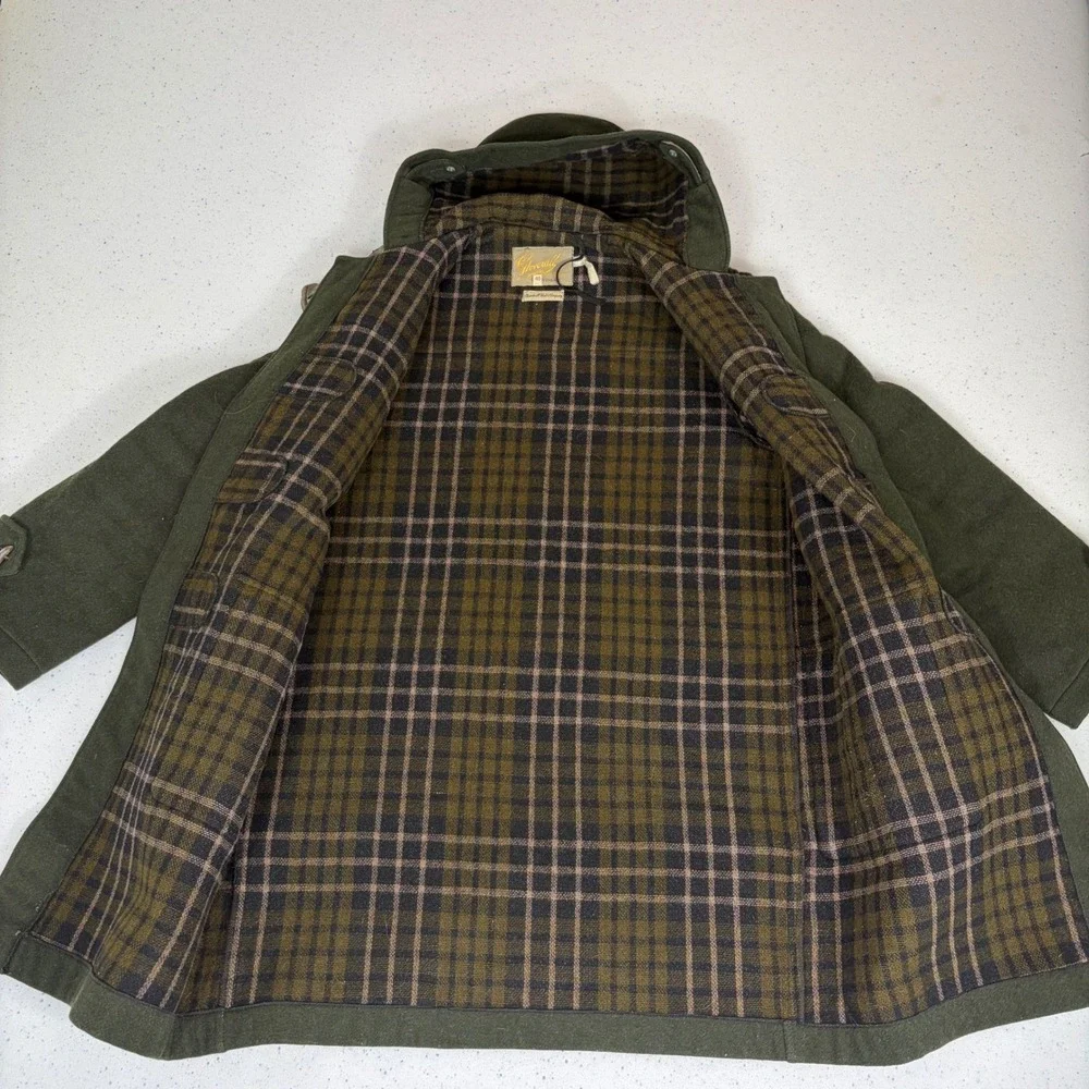 Gloversall‎ London Duffle Coat Hooded Wool Toggle Gold Label Green 40 VTG 60's